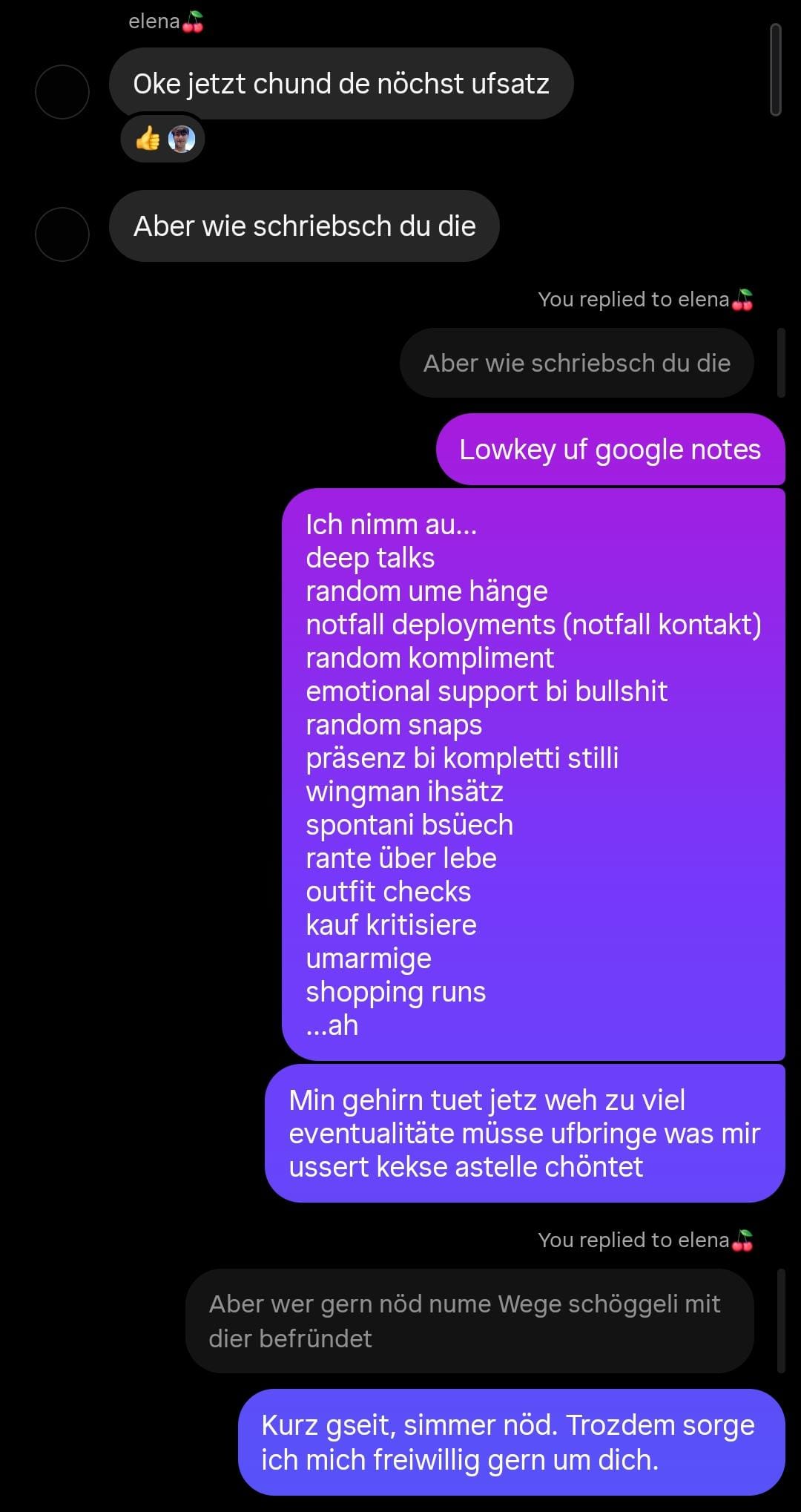 Trozdem sorge ich mich freiwillig gern um dich.
